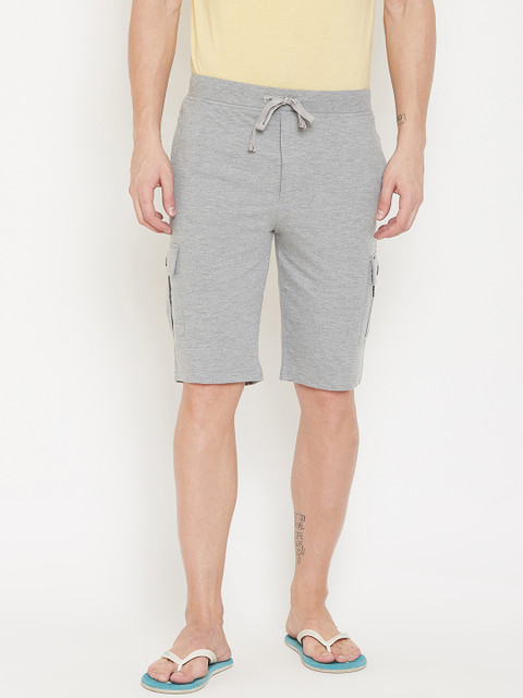 

Okane Men Grey Solid Lounge Shorts