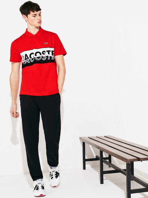 

Lacoste Men Red Printed Polo Collar T-shirt