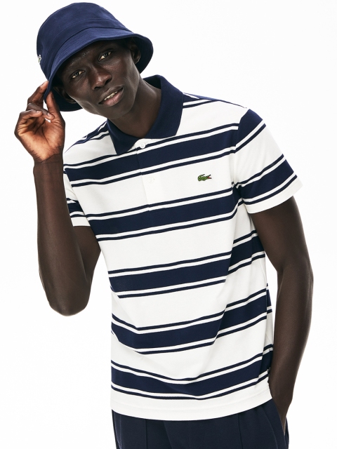 

Lacoste Men Black & White Striped Polo Collar T-shirt