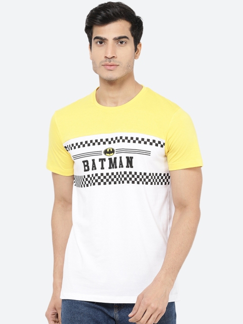 

Free Authority Men White & Yellow Batman Printed Round Neck T-shirt