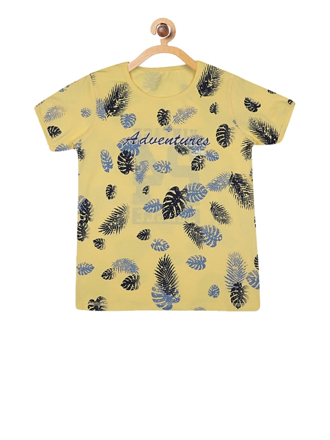 

Monte Carlo Boys Yellow & Black Printed Round Neck T-shirt