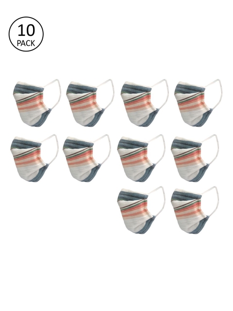 nestroots Unisex 4 Pcs Striped 2-Ply Anti-Pollution Reusable Cloth Masks, White
