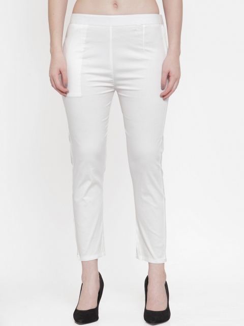 

TAG 7 Women White Slim Fit Solid Regular Trousers