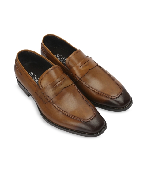 

ROSSO BRUNELLO Men Brown Solid Leather Formal Loafers