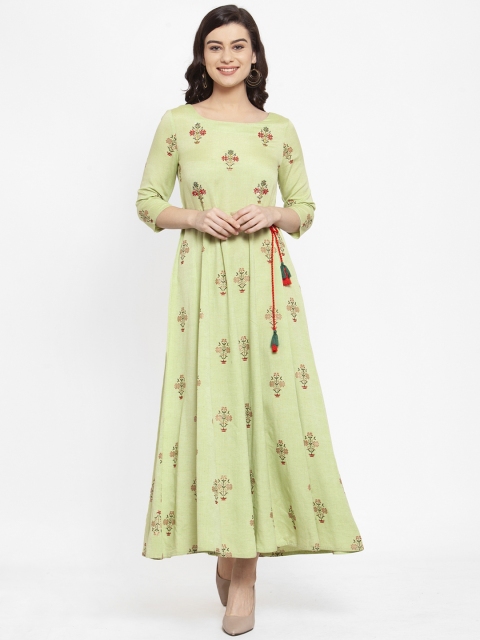 

ANAISA Women Green Printed Maxi Dress