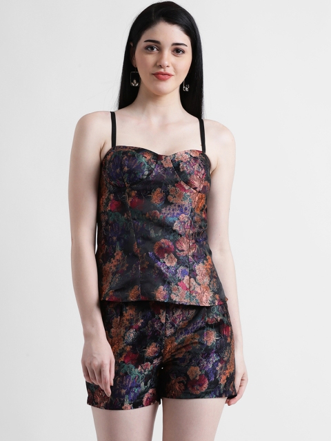 

Zink London Women Black Floral Printed Top