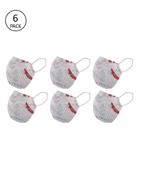 

nestroots Unisex Off-White 6 Pcs 2-Ply Reusable Anti Pollution & Anti Dust Fashion Masks