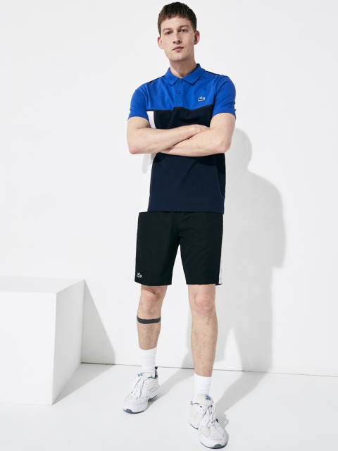 

Lacoste Men Blue & Black Colourblocked Polo Collar T-shirt