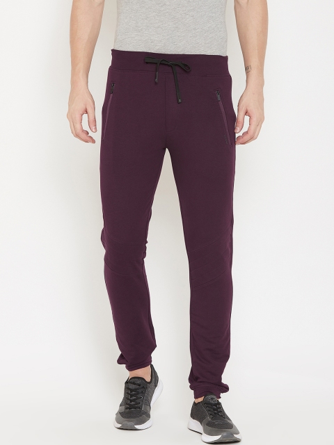 

Okane Men Burgundy Solid Slim-Fit Track Pants