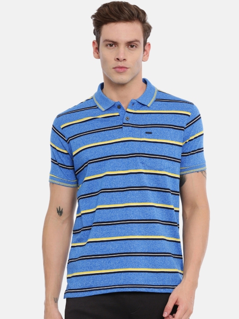 

Proline Men Blue & Black Striped Polo Collar T-shirt