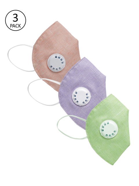 

AUDSTRO Unisex 3 Pcs Solid 5-Ply Anti-Dust Reusable Valved Protective Outdoor Masks, Green