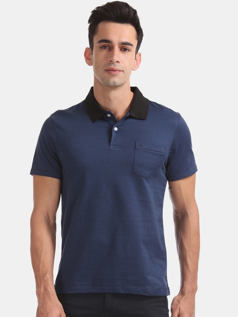 

Arrow Men Blue Printed Polo Collar T-shirt