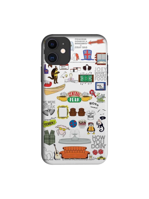 

macmerise White & Orange Friends Doodle iPhone 11 Case