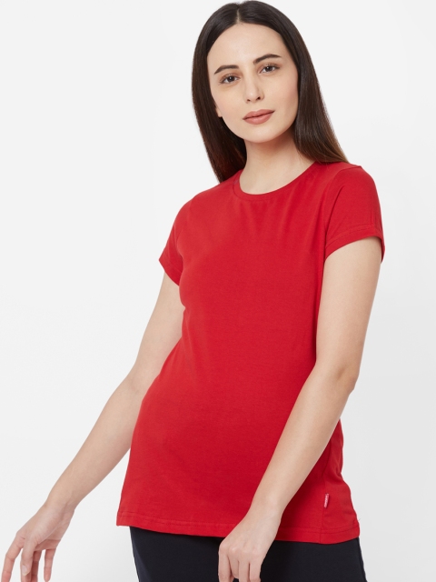 

Sweet Dreams Women Red Solid Round Neck Lounge T-shirt