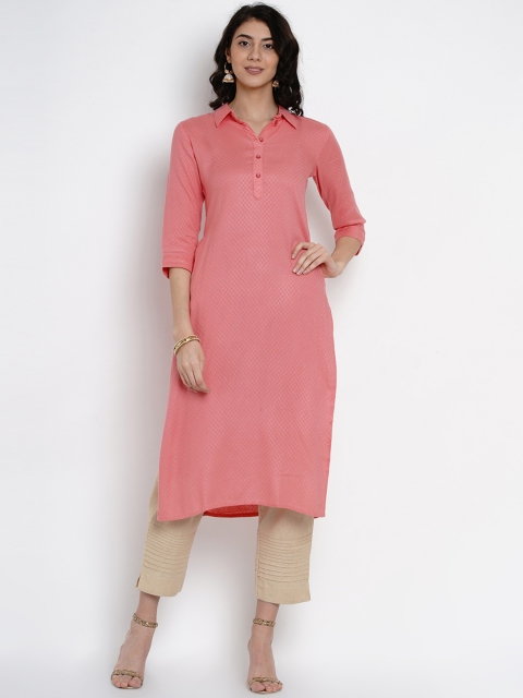 

Yuris Women Pink Solid Straight Kurta