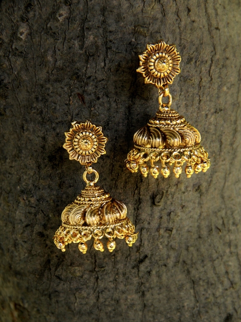 

Adwitiya Collection Gold-Toned Classic Jhumkas