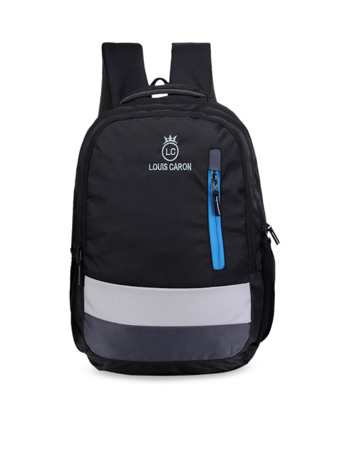 

LOUIS CARON Unisex Black & Grey Brand Logo Backpack