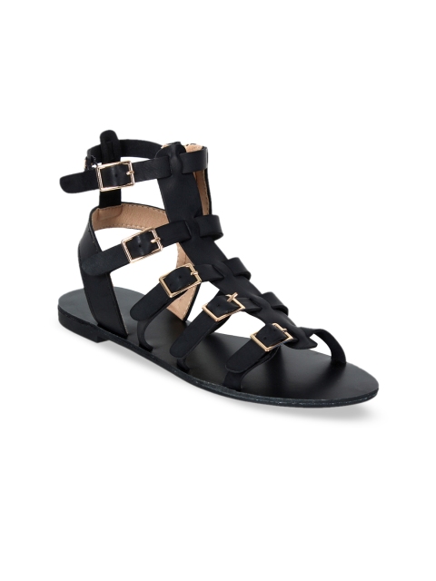 

Flat n Heels Women Black Solid Gladiators