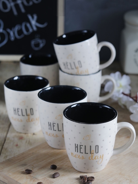 

CDI White & Brown 6-Pieces Printed Ceramic Mugs Set