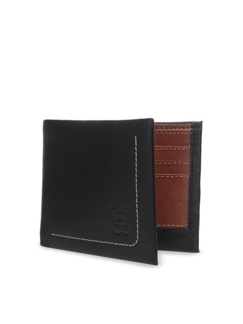 

WELBAWT Men Black Solid Two Fold Leather Wallet