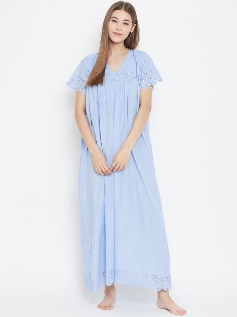 

The Kaftan Company Blue Solid Nightdress
