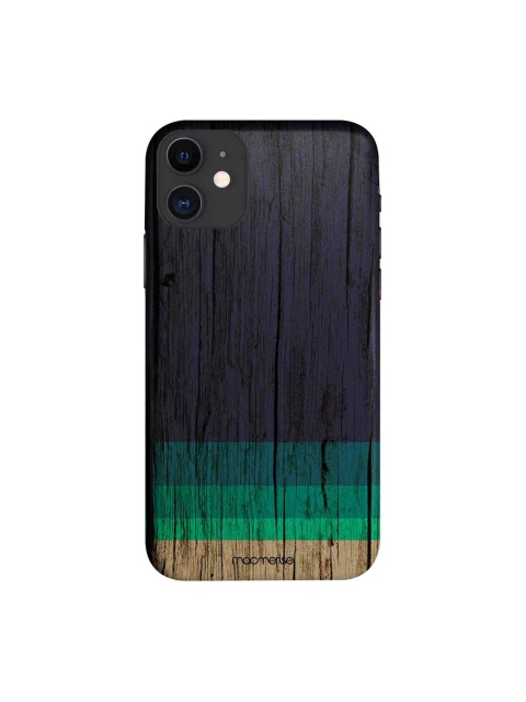 

macmerise Black & Green Wood Stripes Blue iPhone 11 Mobile Case