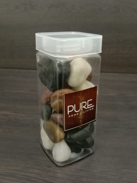

Pure Home and Living Set Of 2 White & Brown Rock Pearlised Pet Bottles Showpiece