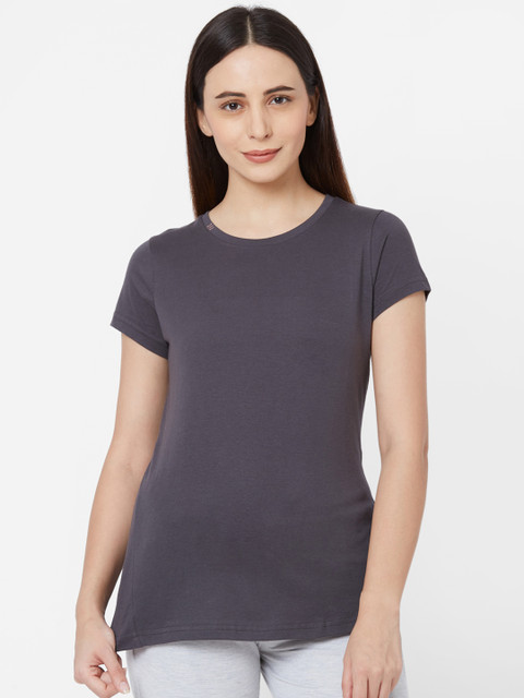 

Sweet Dreams Women Grey Solid Round Neck Lounge T-shirt LT-3325AT
