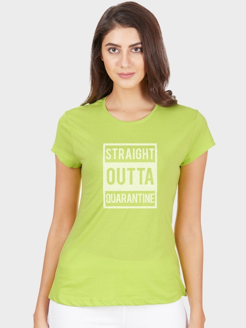 

Free Authority Women Green Printed Round Neck T-shirt