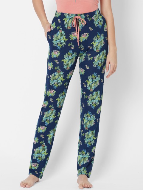 

Sweet Dreams Women Blue & Green Floral Printed Lounge Pants