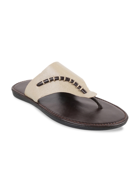 

Mochi Men Beige & Brown Leather Comfort Sandals