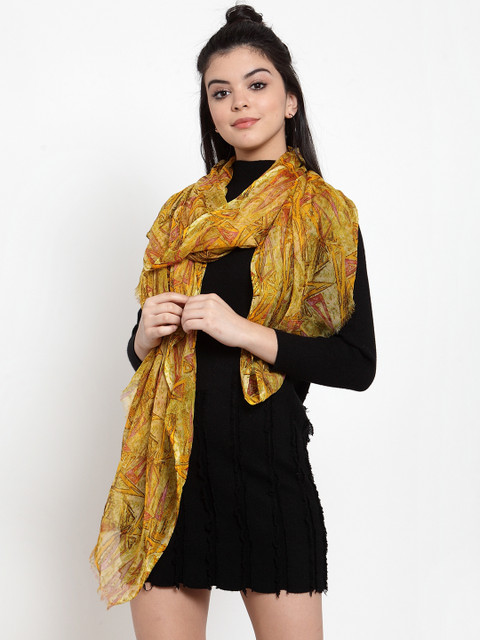 

J Style Women Yellow Printed Stole