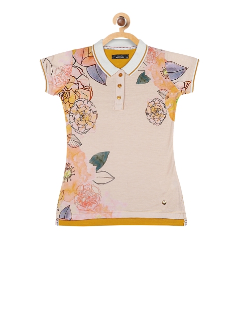 Monte Carlo Girls Pink Printed Polo Collar T-shirt