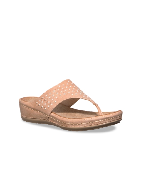 

Khadims Women Peach Embellished Comfort Heels