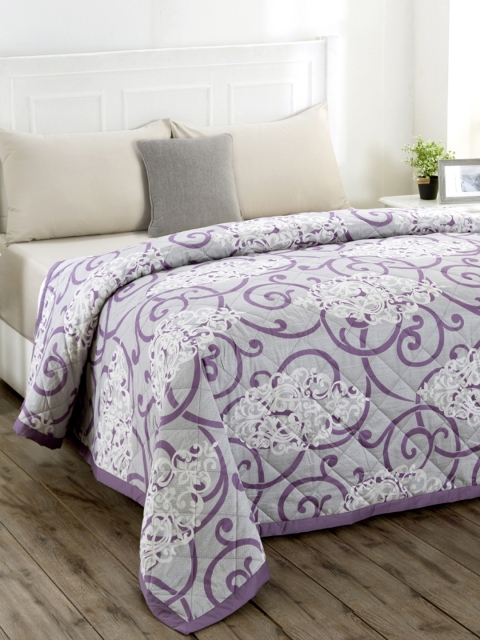 

MASPAR Grey & Purple Printed Bellezza Kinston 145 GSM Cotton Double Quilt Set