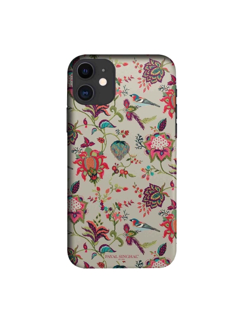 

macmerise Beige & Pink Chidiya Printed iPhone 11 Case