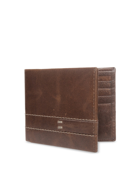

WELBAWT Men Brown Solid Two Fold Leather Wallet