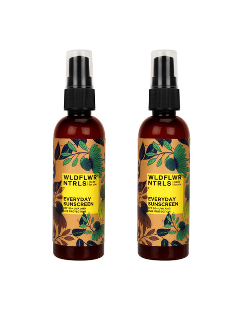 

Wildflower Naturals Pack Of 2 Everyday Sunscreen with Carrotseed and Avocado 100 ml each, Brown