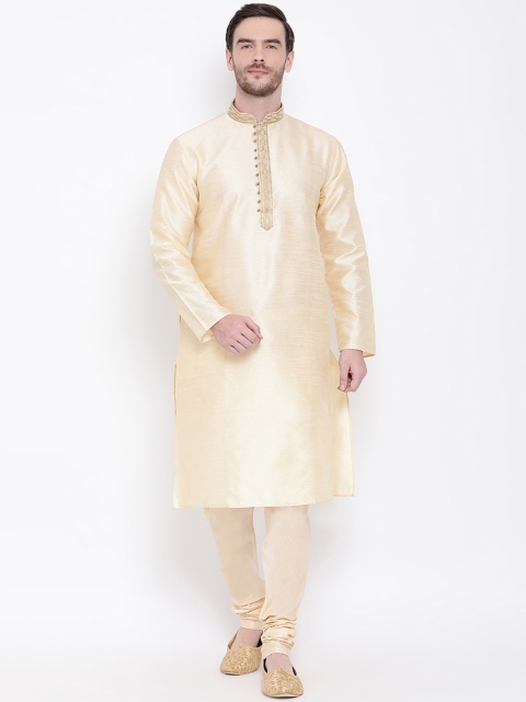

Lakshya by Manish Men Cream-Coloured Solid Kurta with Pyjamas