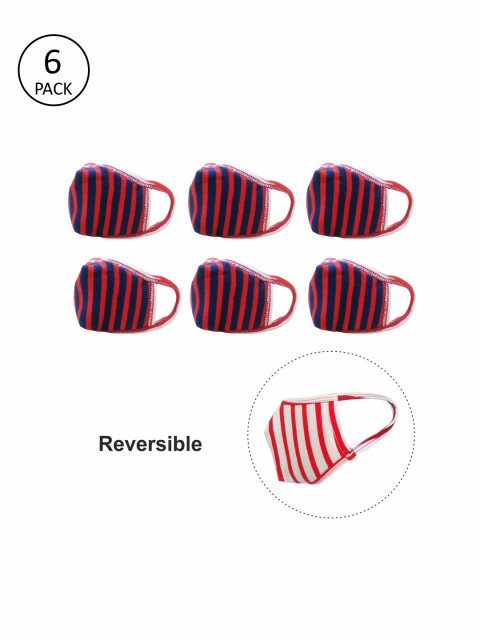 

nestroots Kids Red & Navy Blue 6 Pcs Reusable 2 Ply Protective Outdoor Mask