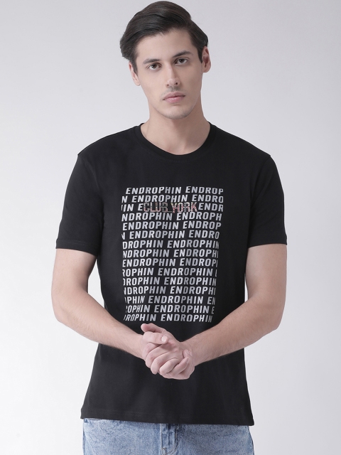 

Club York Men Black & White Printed Round Neck T-shirt