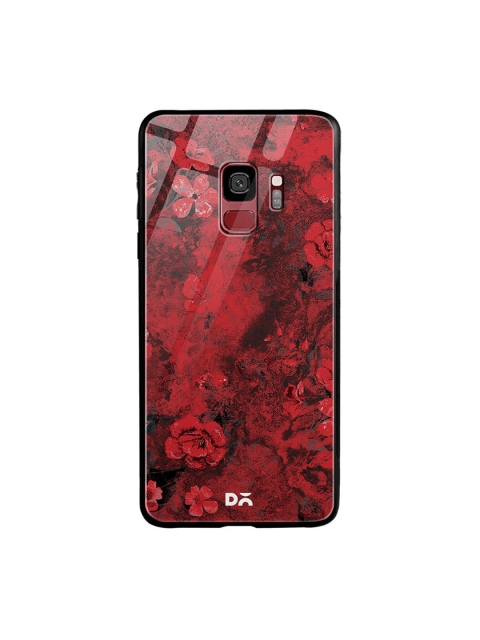 

DailyObjects Maroon & Black Marble Flowers Samsung Galaxy S9 Glass Mobile Cover