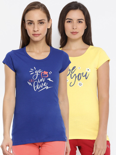

Macrowoman W-Series Women Pack Of 2 Printed Lounge T-Shirts, Blue