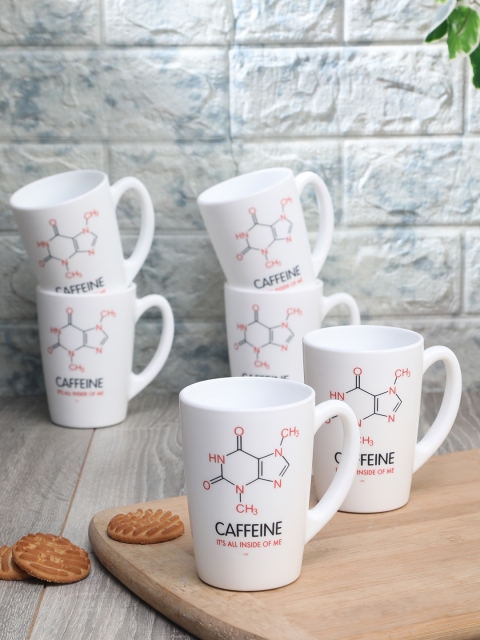 

Luminarc White 6-Pieces Printed Opalware Mugs 320ml