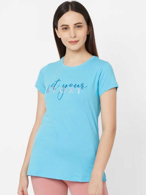 

Sweet Dreams Women Blue Printed Round Neck Lounge T-shirt