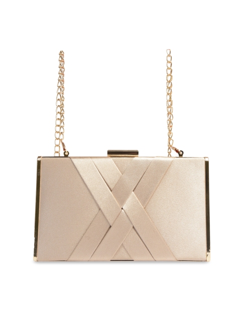 

AND Women Rose Gold-Toned Textured Box Clutch