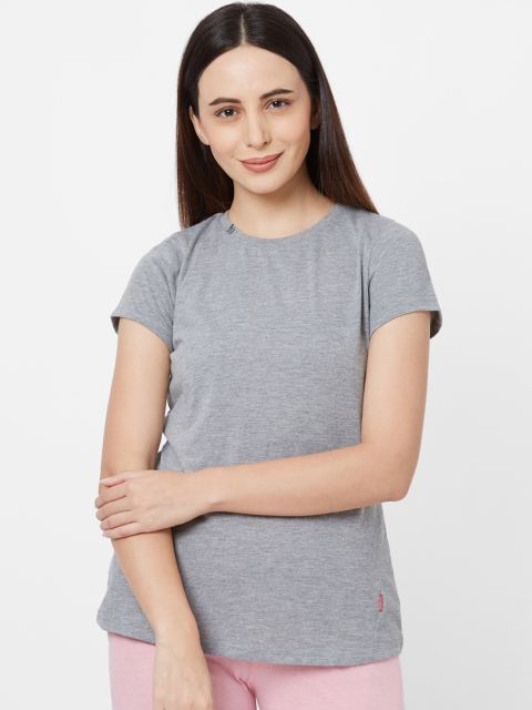 

Sweet Dreams Women Grey Melange Solid Round Neck Lounge T-shirt