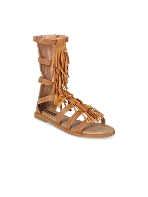 

Flat n Heels Women Tan Brown Solid Gladiators