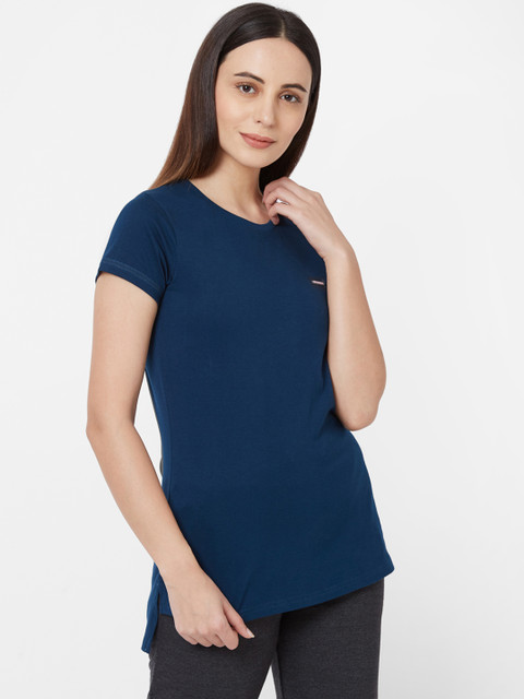 

Sweet Dreams Women Navy Blue Solid Round Neck T-shirt