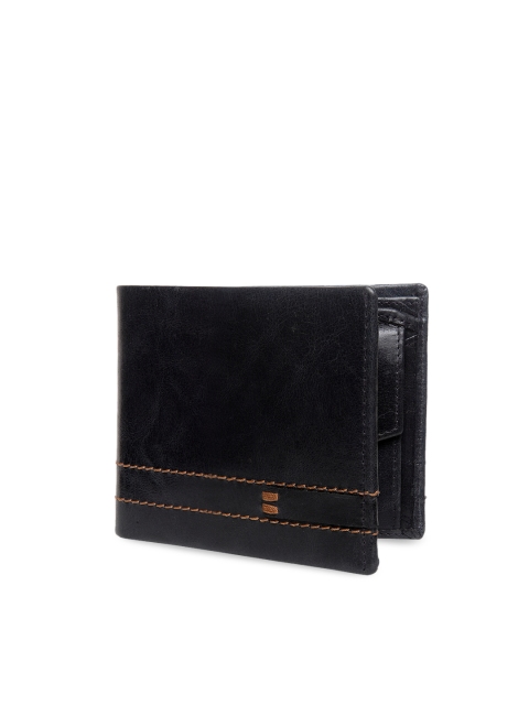

WELBAWT Men Black Solid Two Fold Leather Wallet